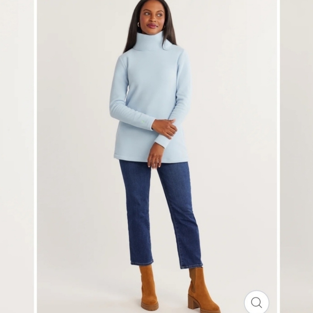Dudley Stephens XS Cobble Hill Turtleneck in Terry Ice Blue